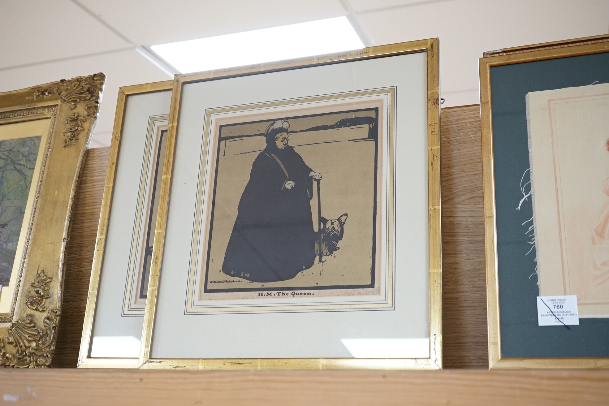 After William Nicholson (1872-1949), pair of lithographs to include HM The Queen, unsigned, 25 x 23cm. Condition - fair